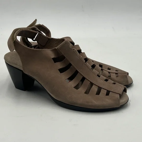 Munro Tan Heels with Perforated Design - Picture 1 of 9